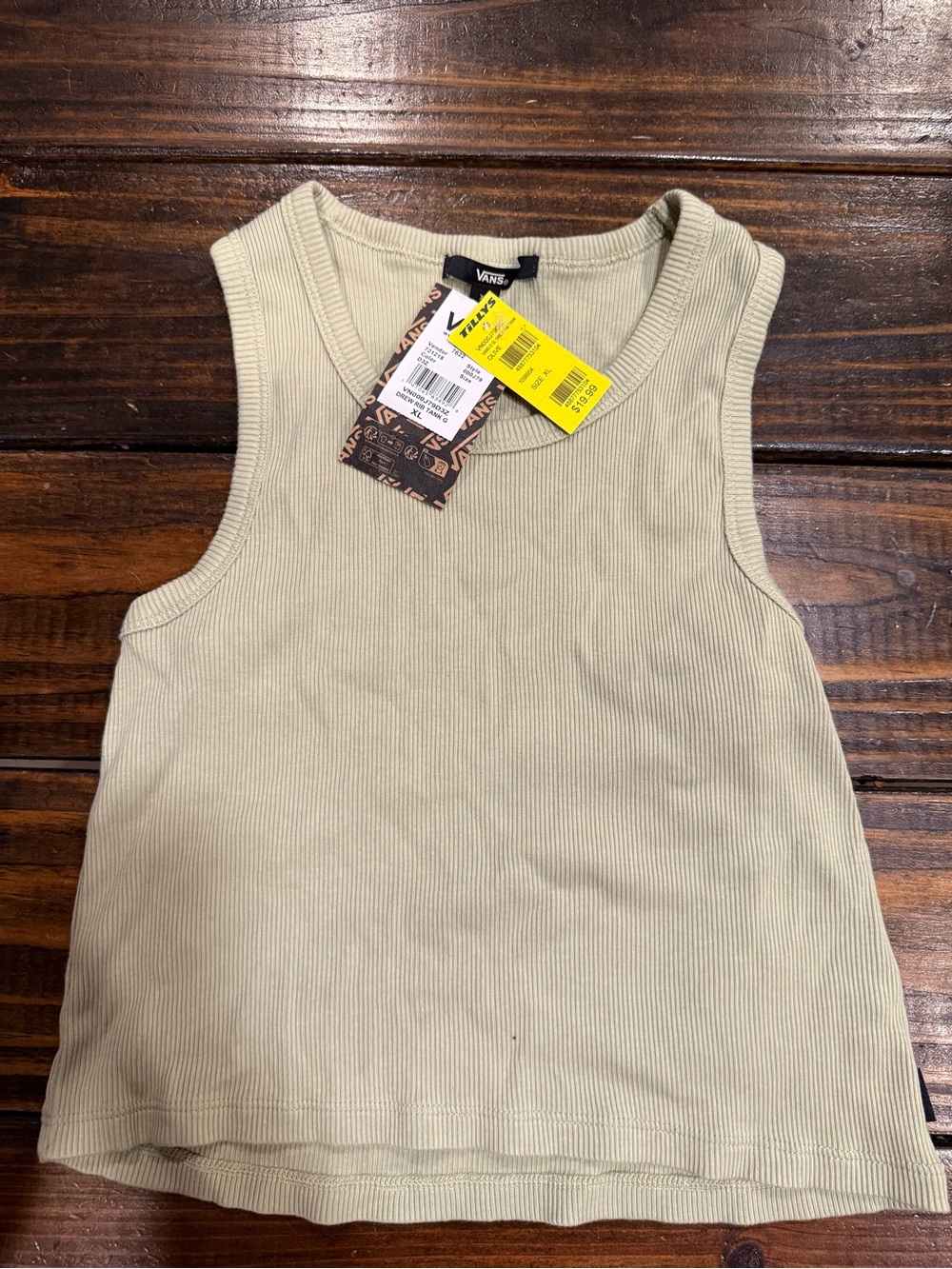 Vans Girls Ribbed Tank Top in Olive Green